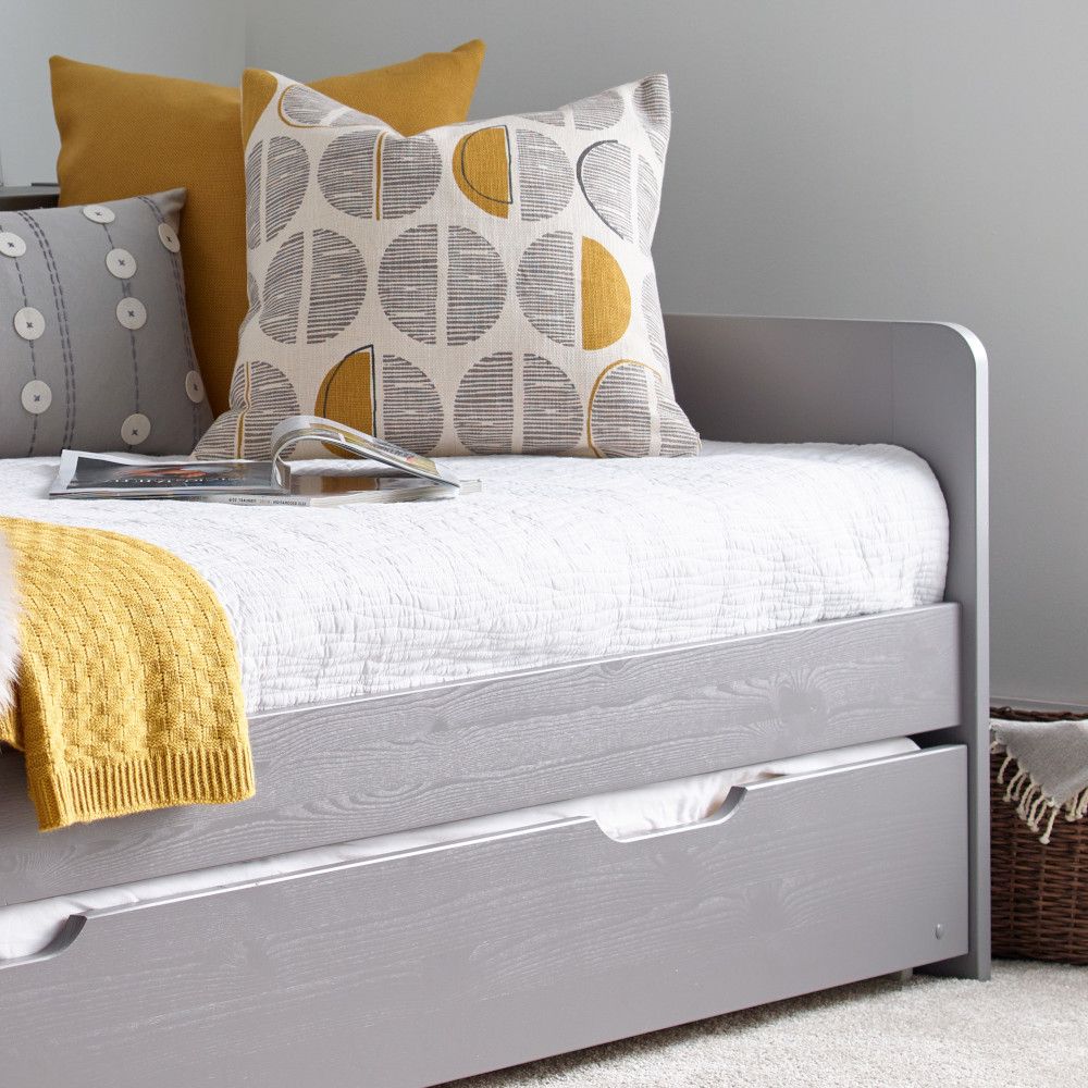 Tyler 3ft Single Wooden Day Bed with Optional Guest Bed Trundle - Grey