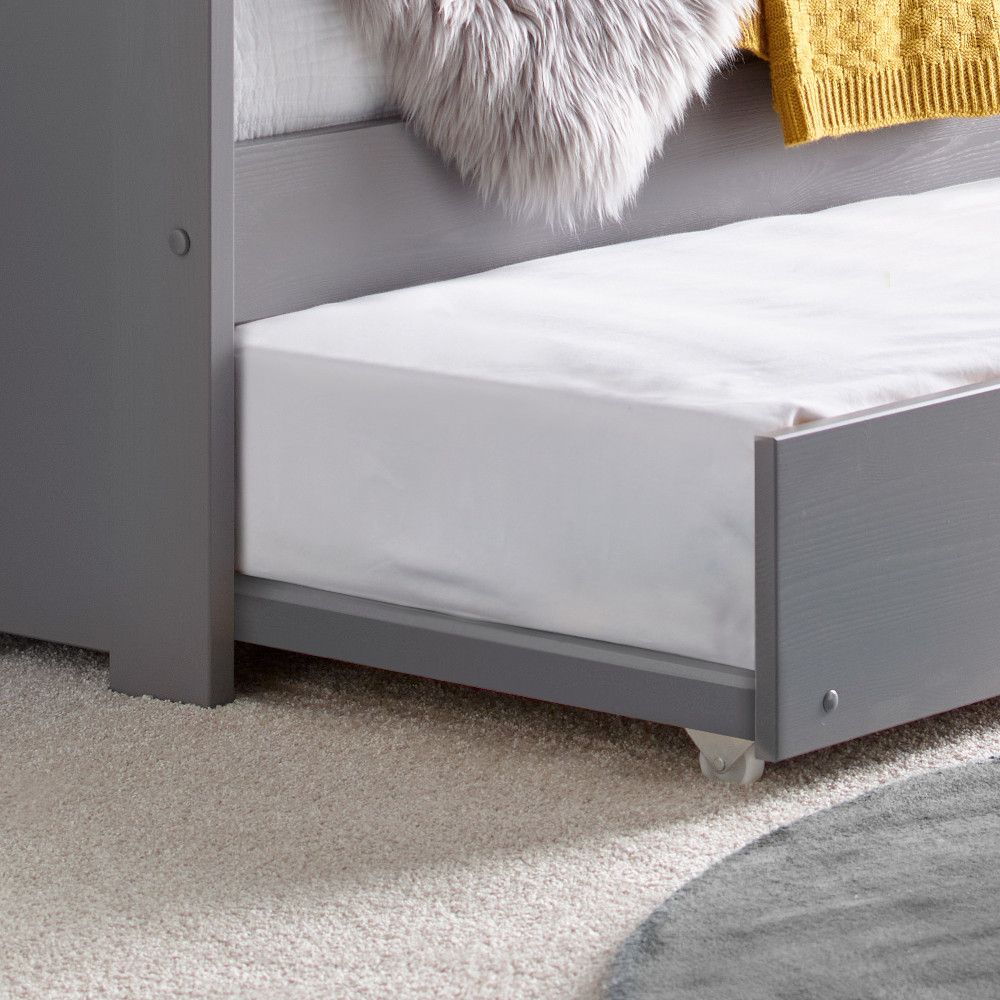 Tyler 3ft Single Wooden Day Bed with Optional Guest Bed Trundle - Grey