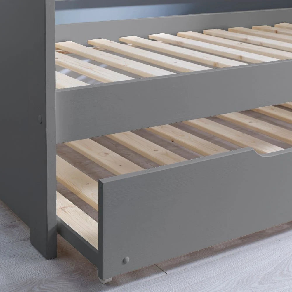 Tyler 3ft Single Wooden Day Bed with Optional Guest Bed Trundle - Grey