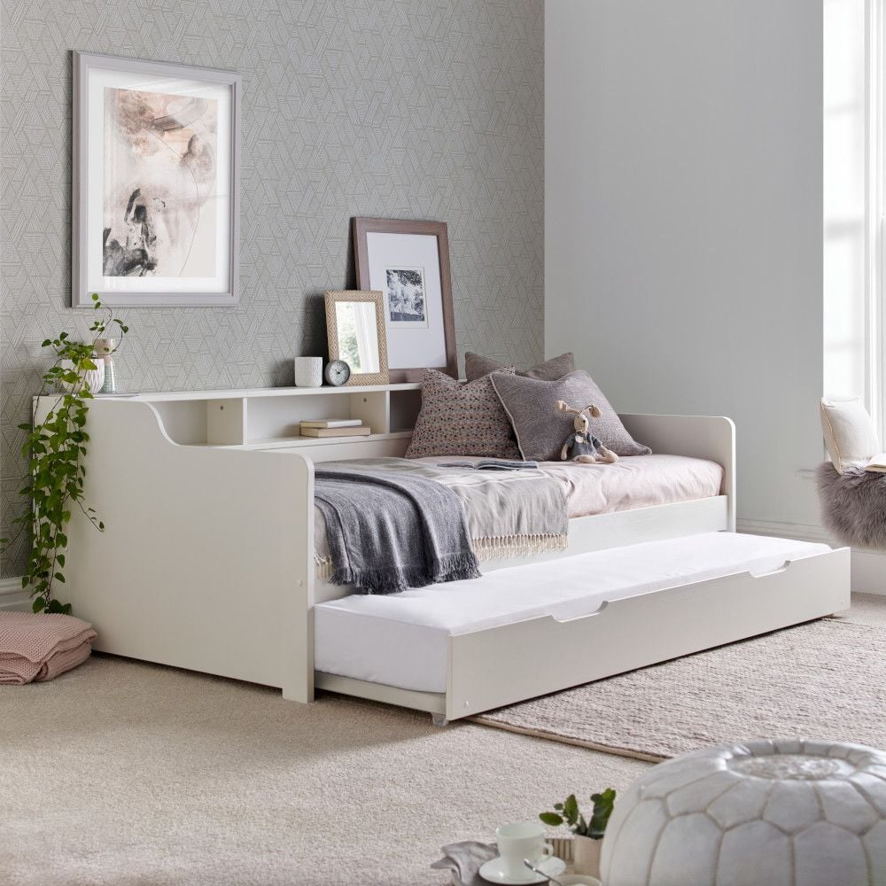 Tyler 3ft Single Wooden Day Bed with Optional Guest Bed Trundle - White