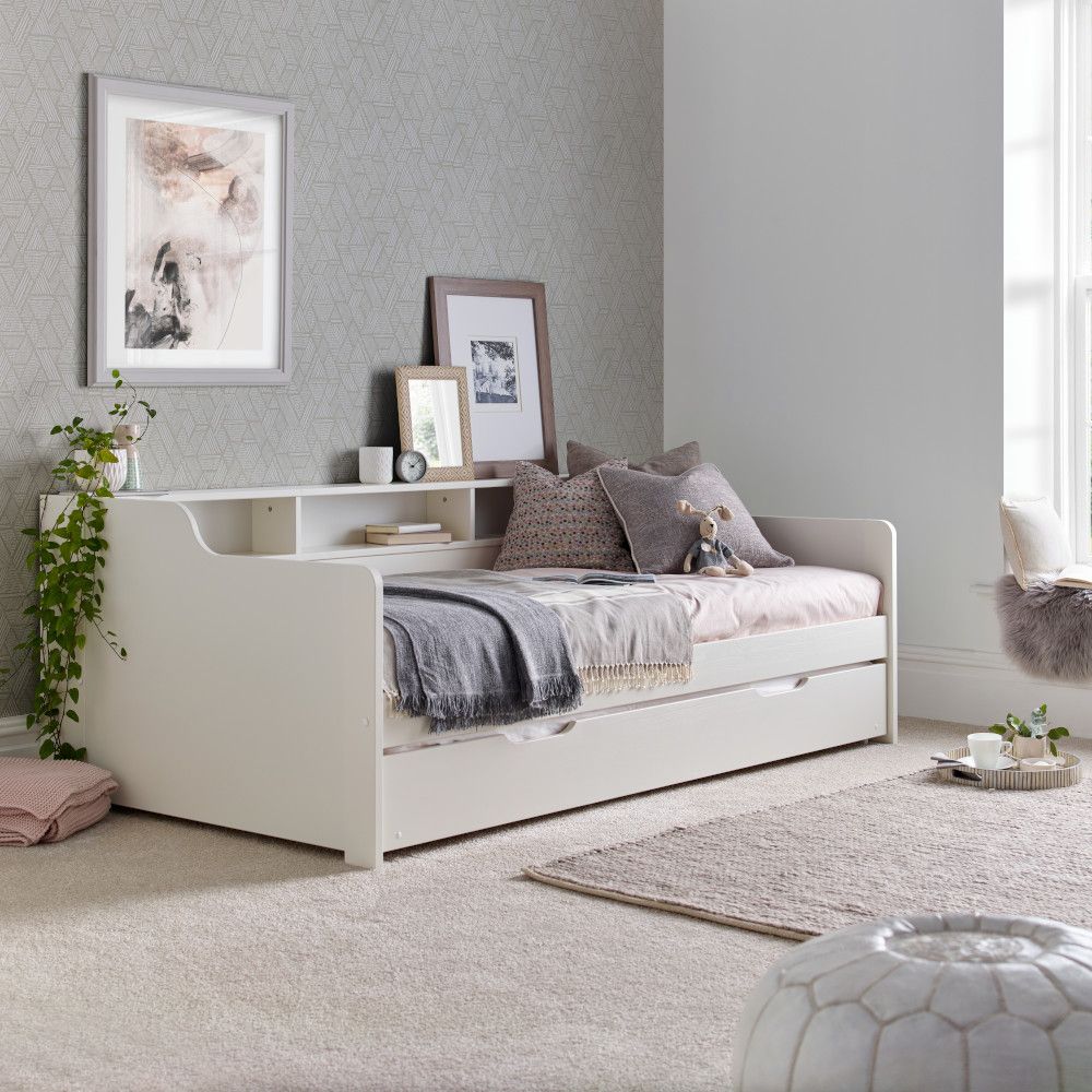 Tyler 3ft Single Wooden Day Bed with Optional Guest Bed Trundle - White