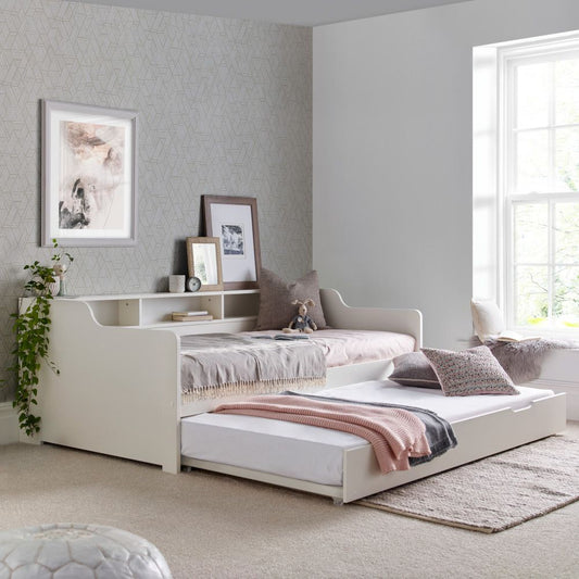 White Wooden Day Bed with Optional Guest Bed Trundle - 3ft Single | Tyler
