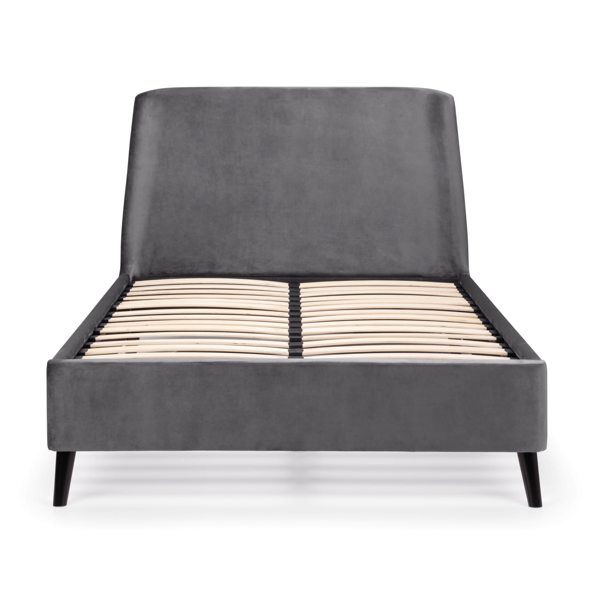 Frida Curved Velvet 135cm Double Bed - Grey