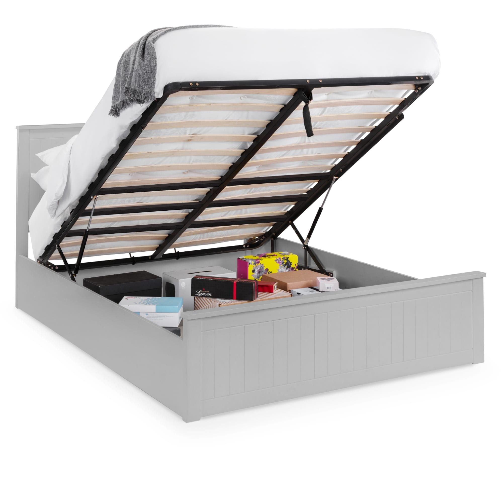 Maine Ottoman Storage 135cm Double Bed - Dove Grey