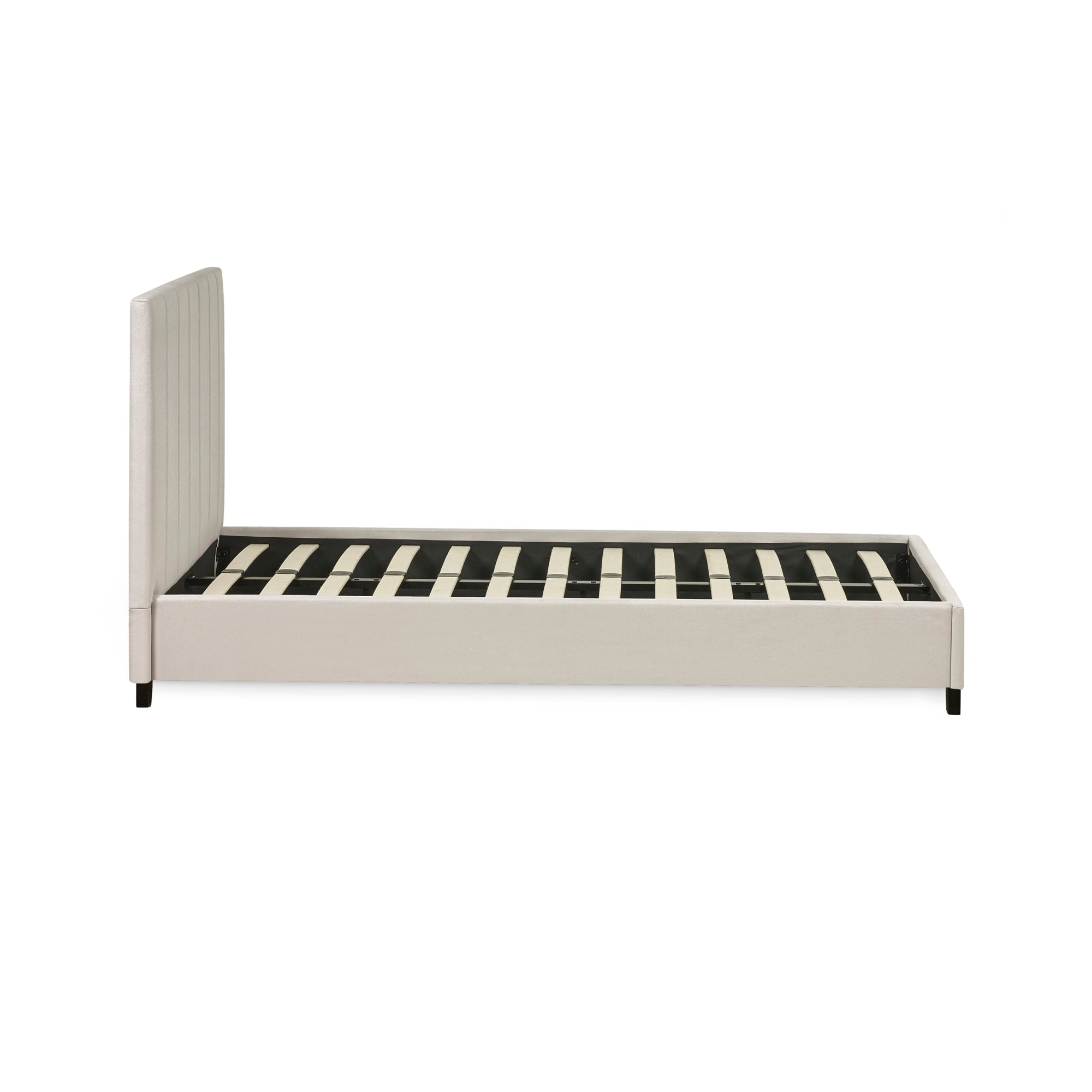 Aylen Oatmeal Linen Upholstered 90cm Single Bed Frame