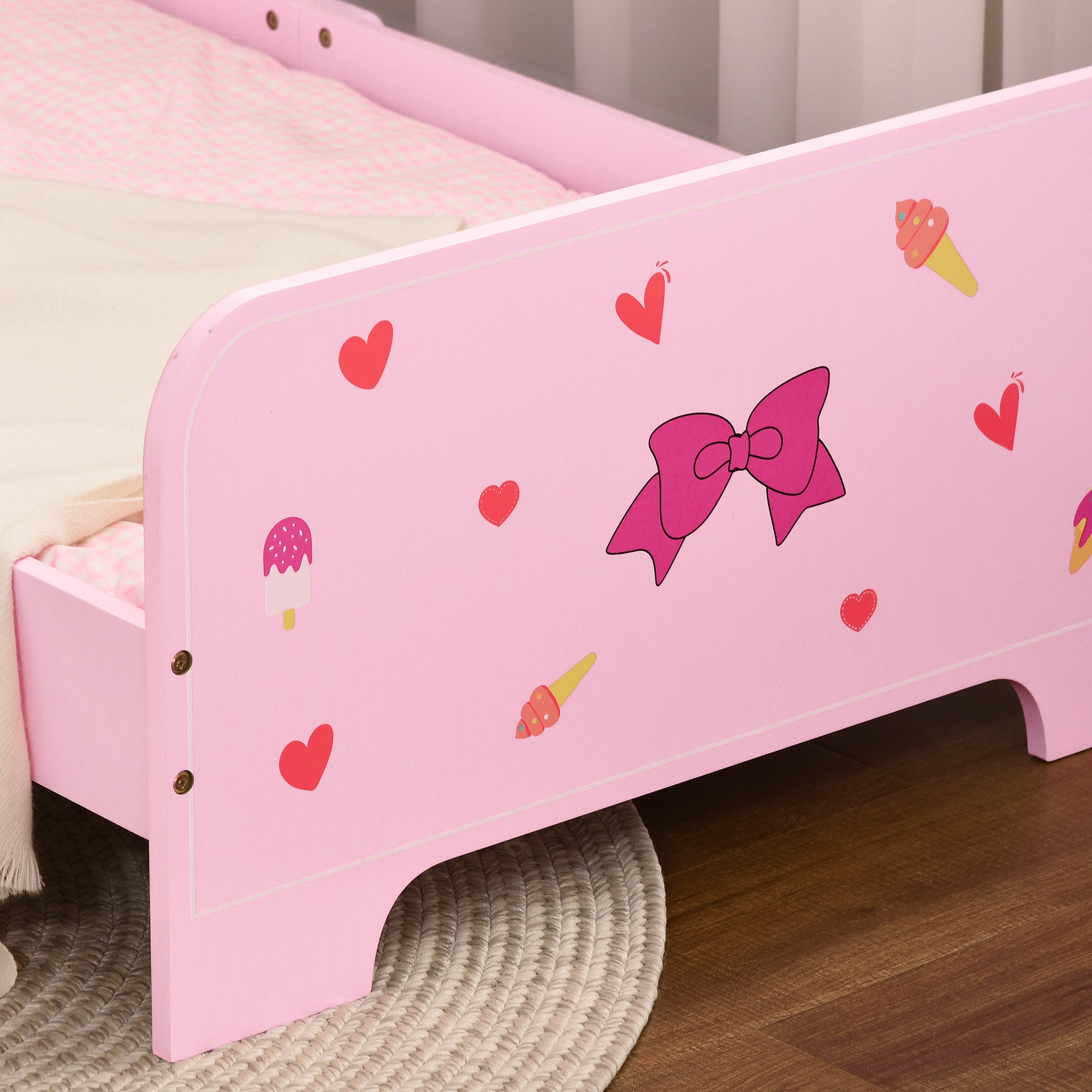 Low Kids Bed Frame with Bow Headboard