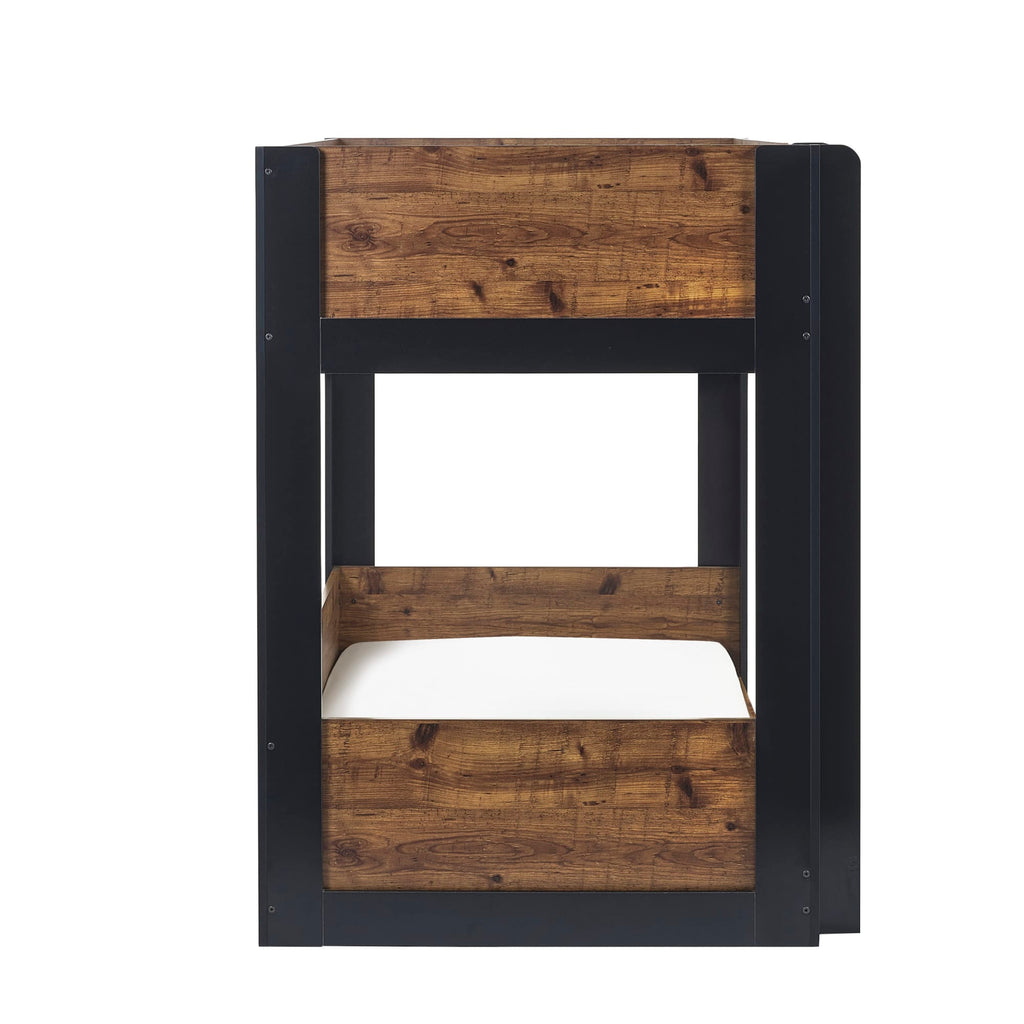 Solomon Wooden Bunk Bed – Rustic Oak & Black
