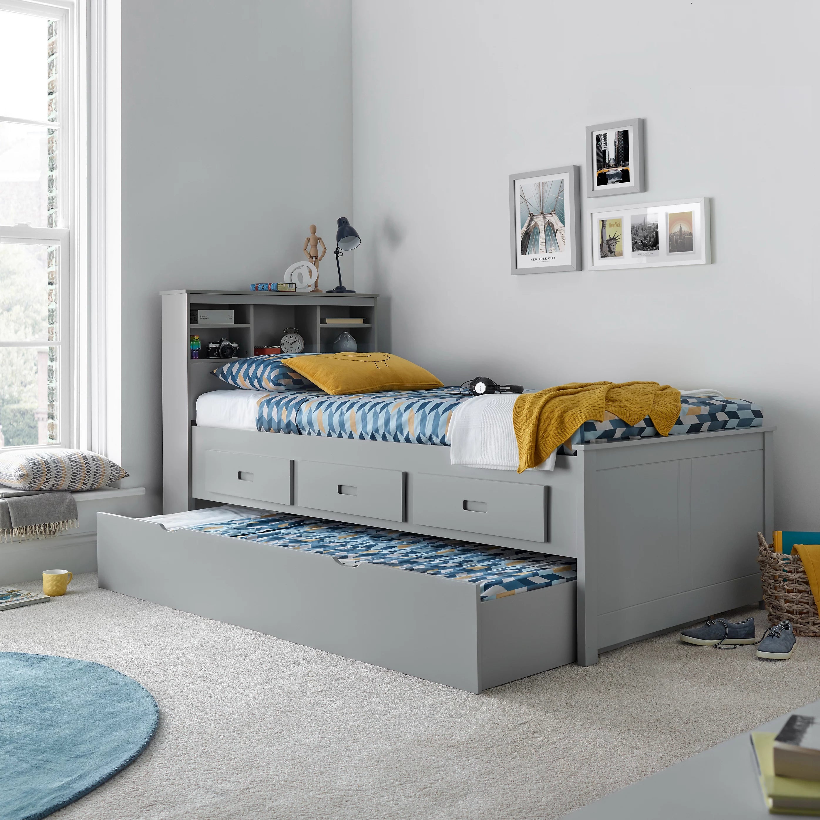 Grey Wooden Day Bed with Optional Guest Bed - 3ft Single | Veera