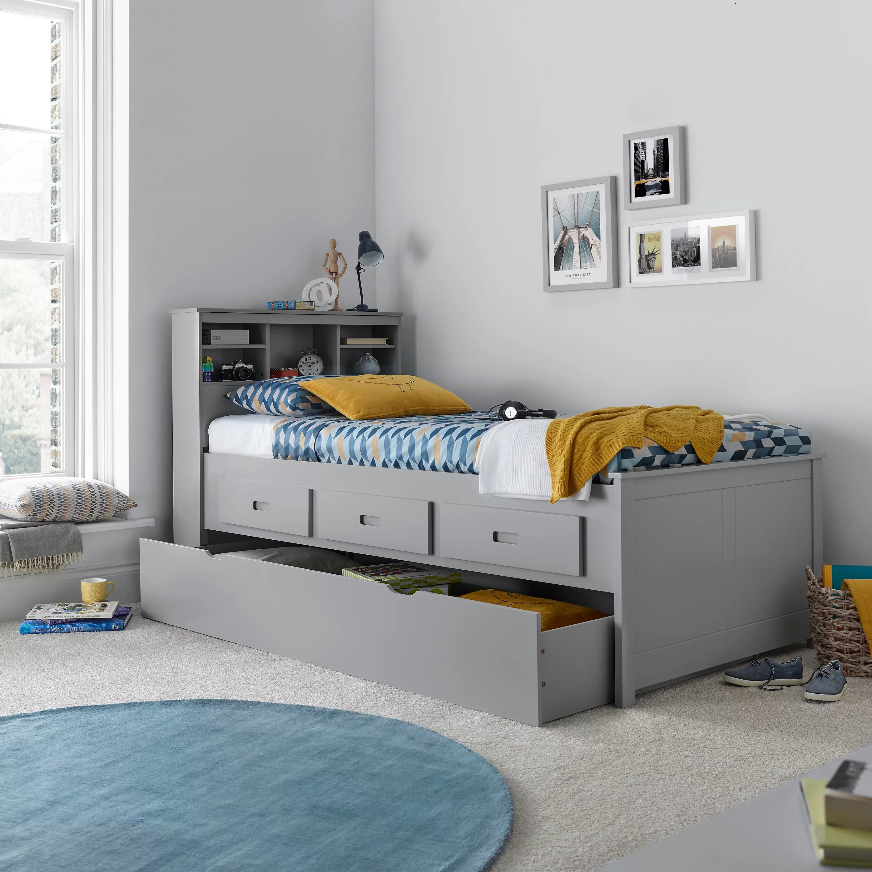 Grey Wooden Day Bed with Optional Guest Bed - 3ft Single | Veera
