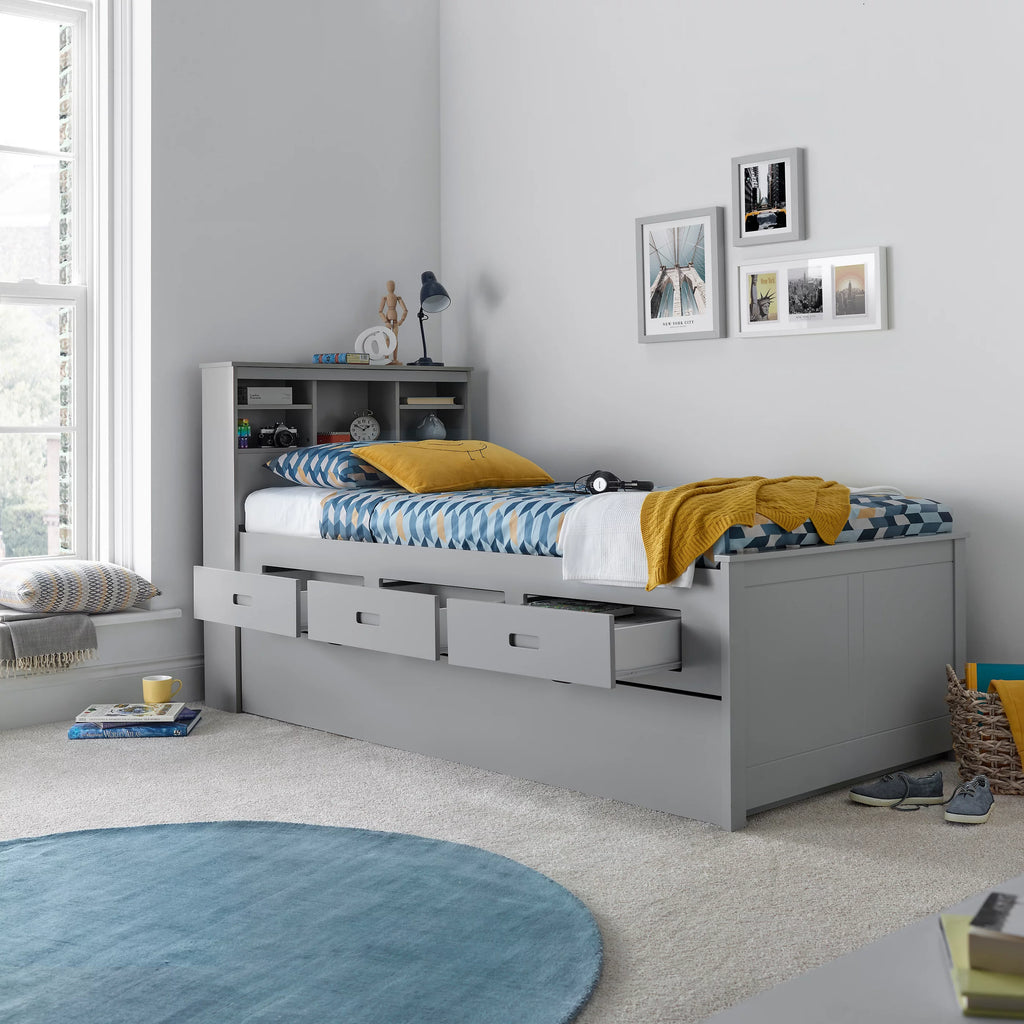 Grey Wooden Day Bed with Optional Guest Bed - 3ft Single | Veera