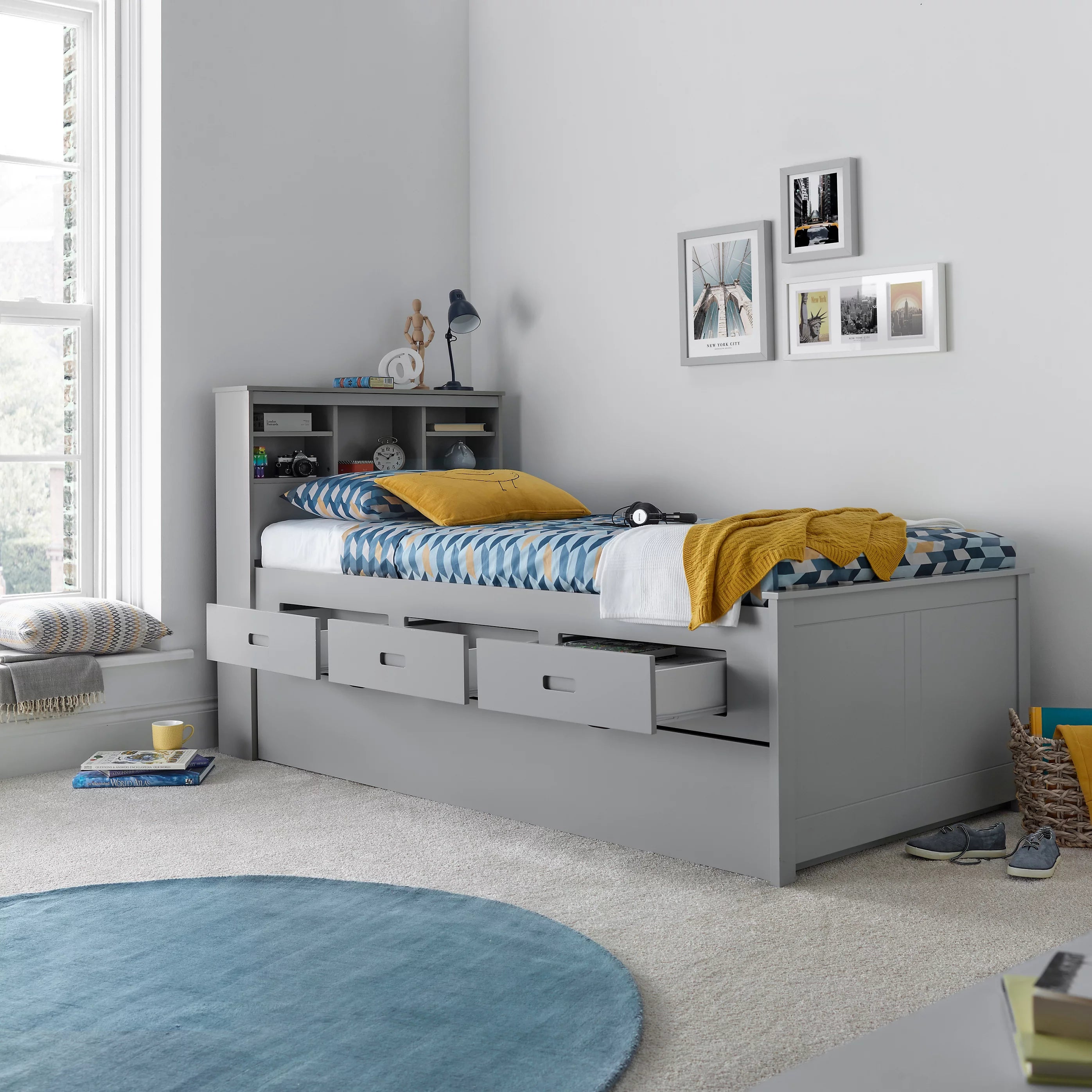 Grey Wooden Day Bed with Optional Guest Bed - 3ft Single | Veera