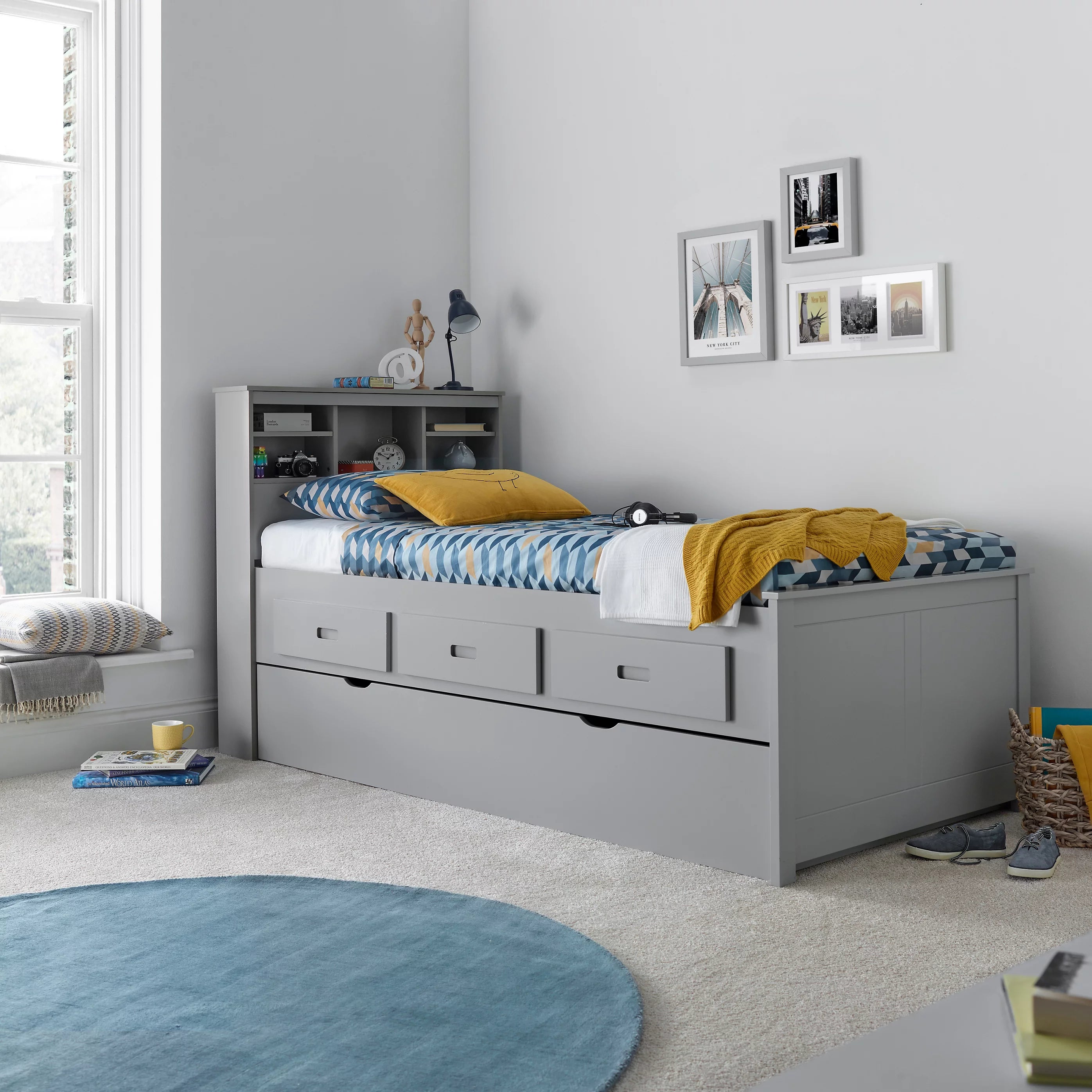 Grey Wooden Day Bed with Optional Guest Bed - 3ft Single | Veera