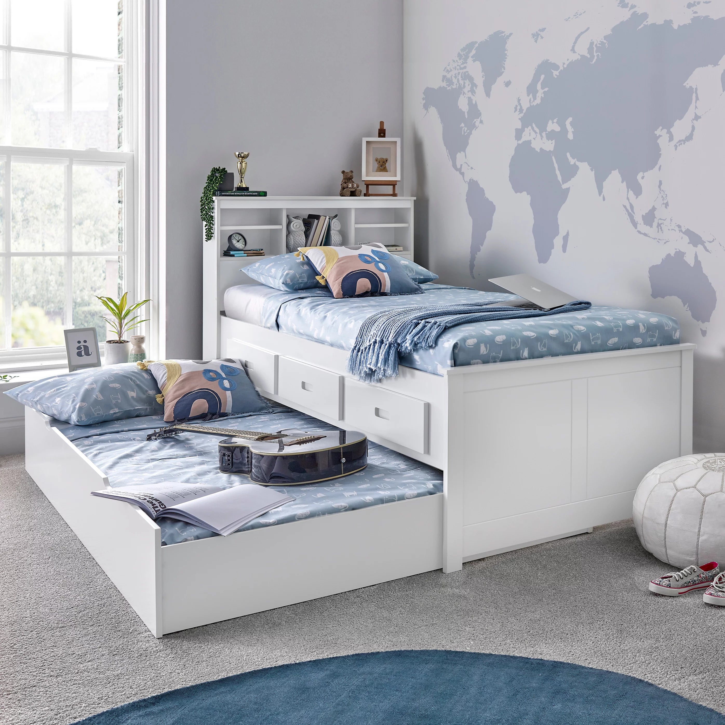 White Wooden Day Bed with Optional Guest Bed - 3ft Single | Veera