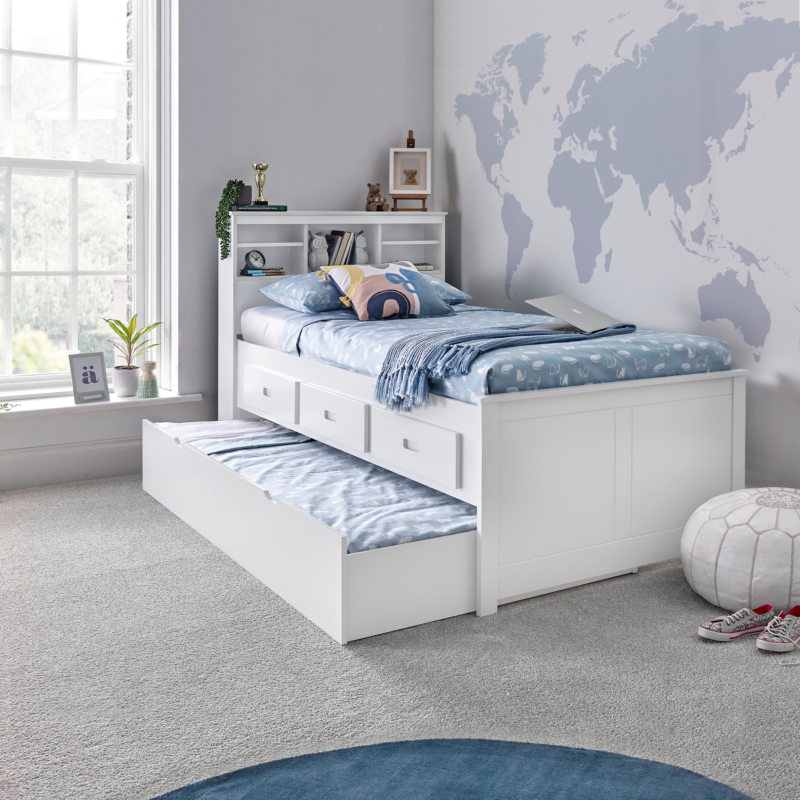 White Wooden Day Bed with Optional Guest Bed - 3ft Single | Veera
