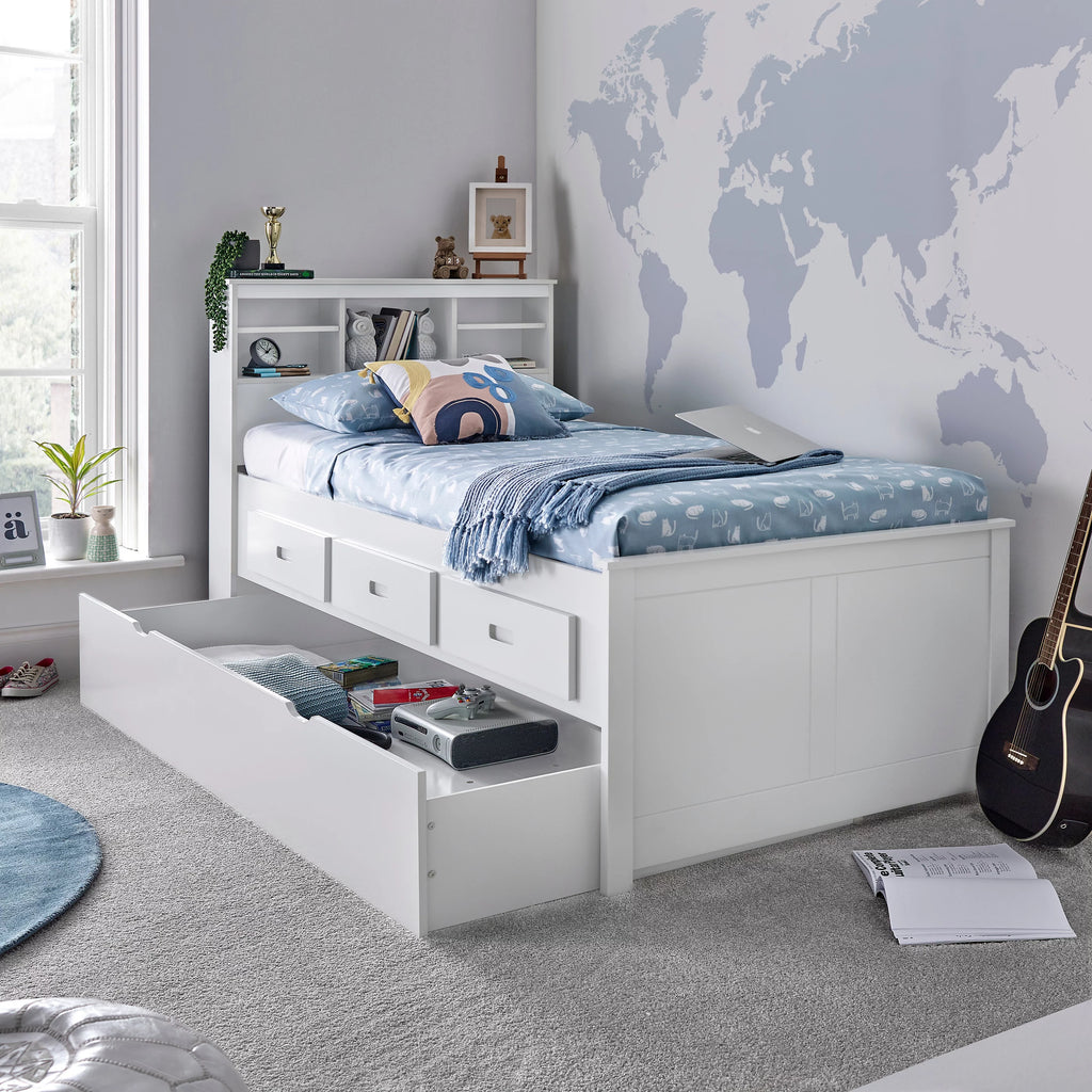 White Wooden Day Bed with Optional Guest Bed - 3ft Single | Veera