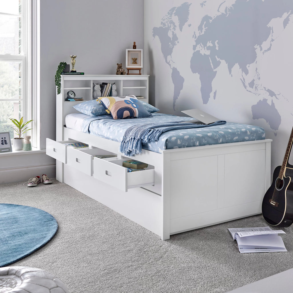 White Wooden Day Bed with Optional Guest Bed - 3ft Single | Veera