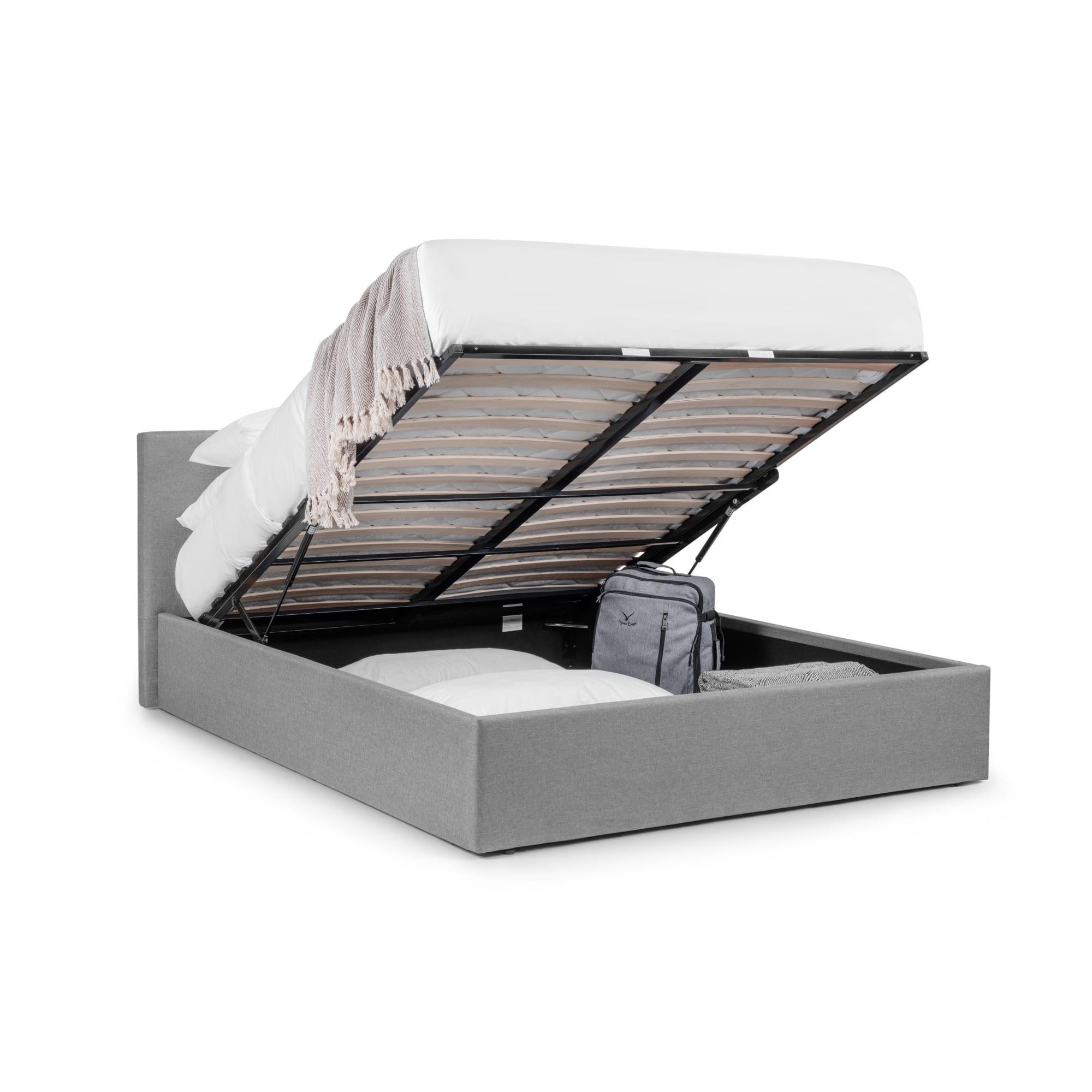 Rialto Ottoman Storage 135cm Double Bed  Light Grey