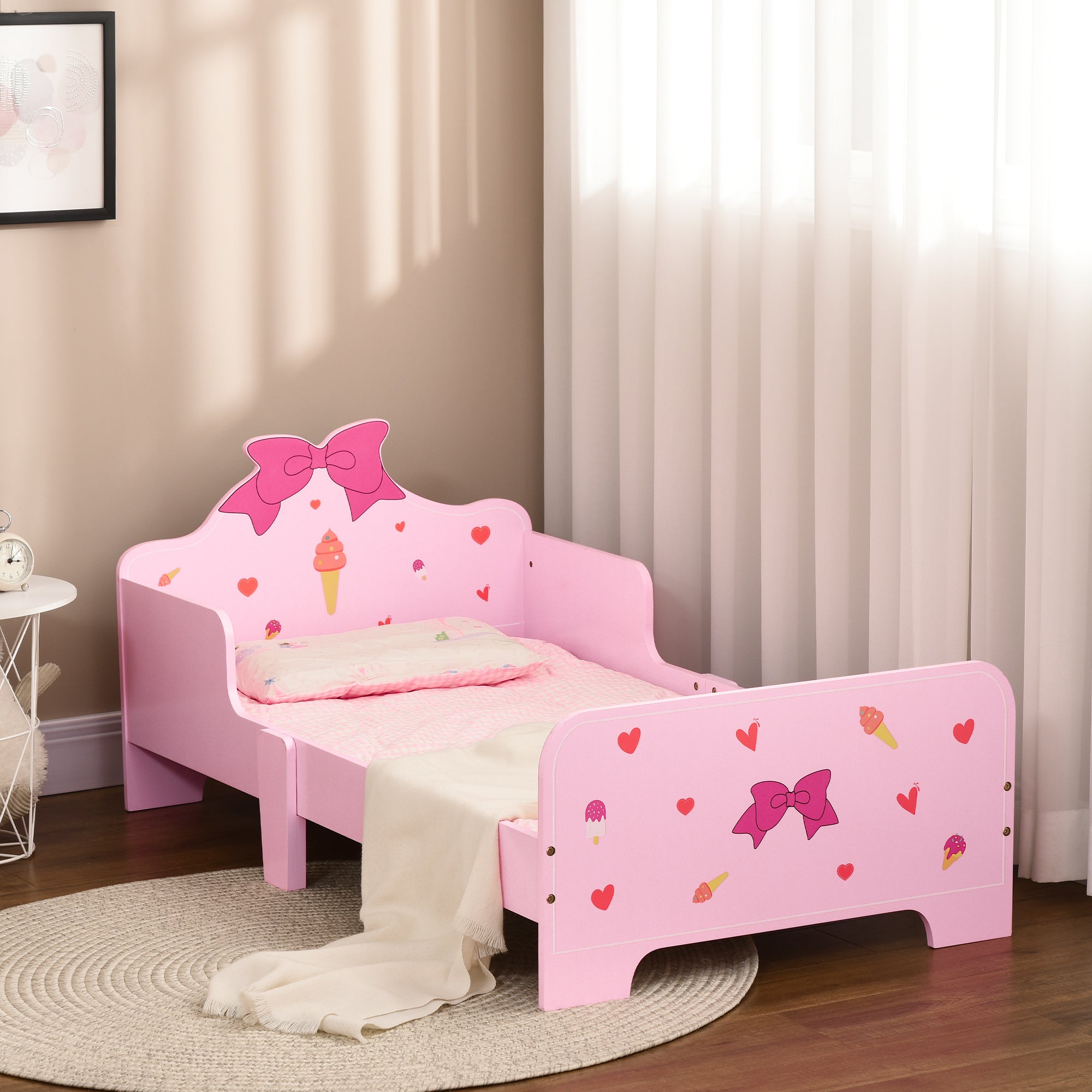Low Kids Bed Frame with Bow Headboard