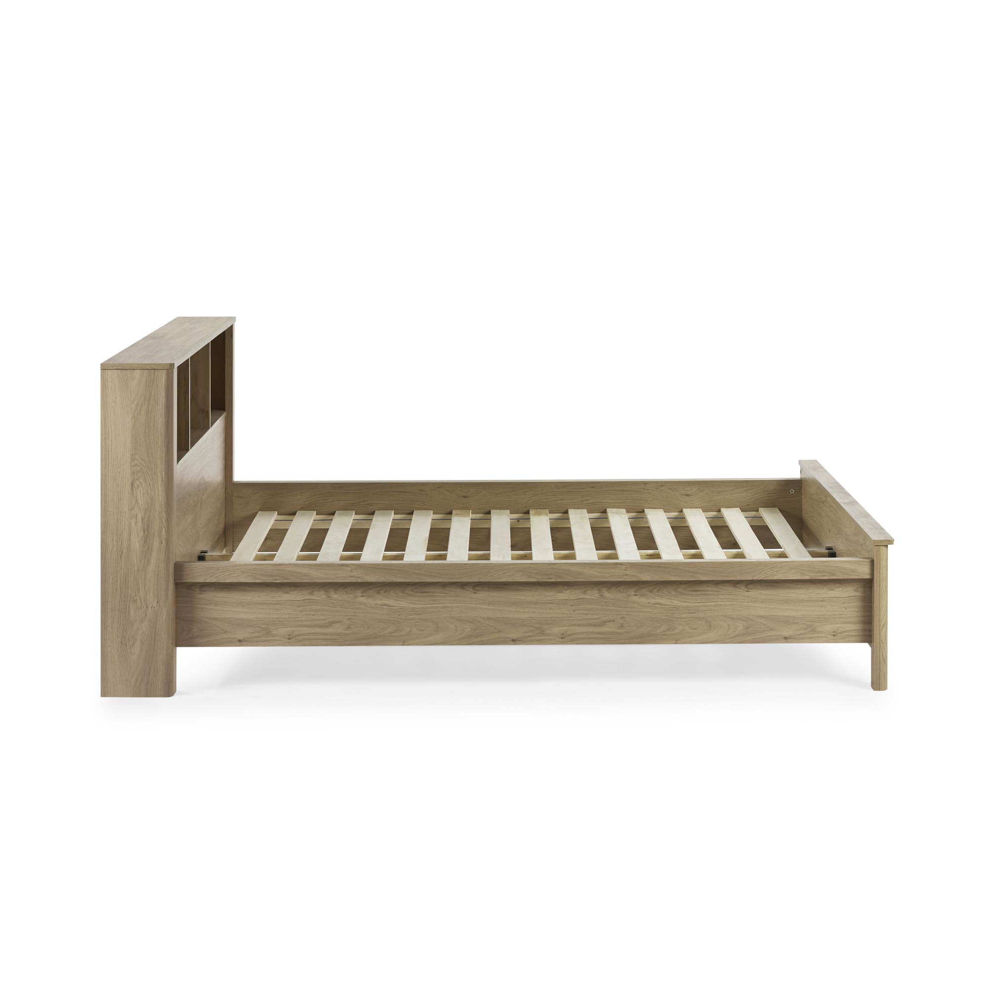 Sydney Oak Rattan Effect 135cm Double Bookcase Bed