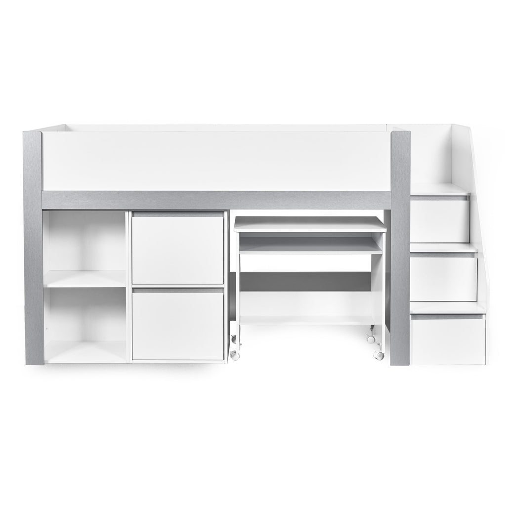 Gaia 3ft Single Midsleeper - White and Silver