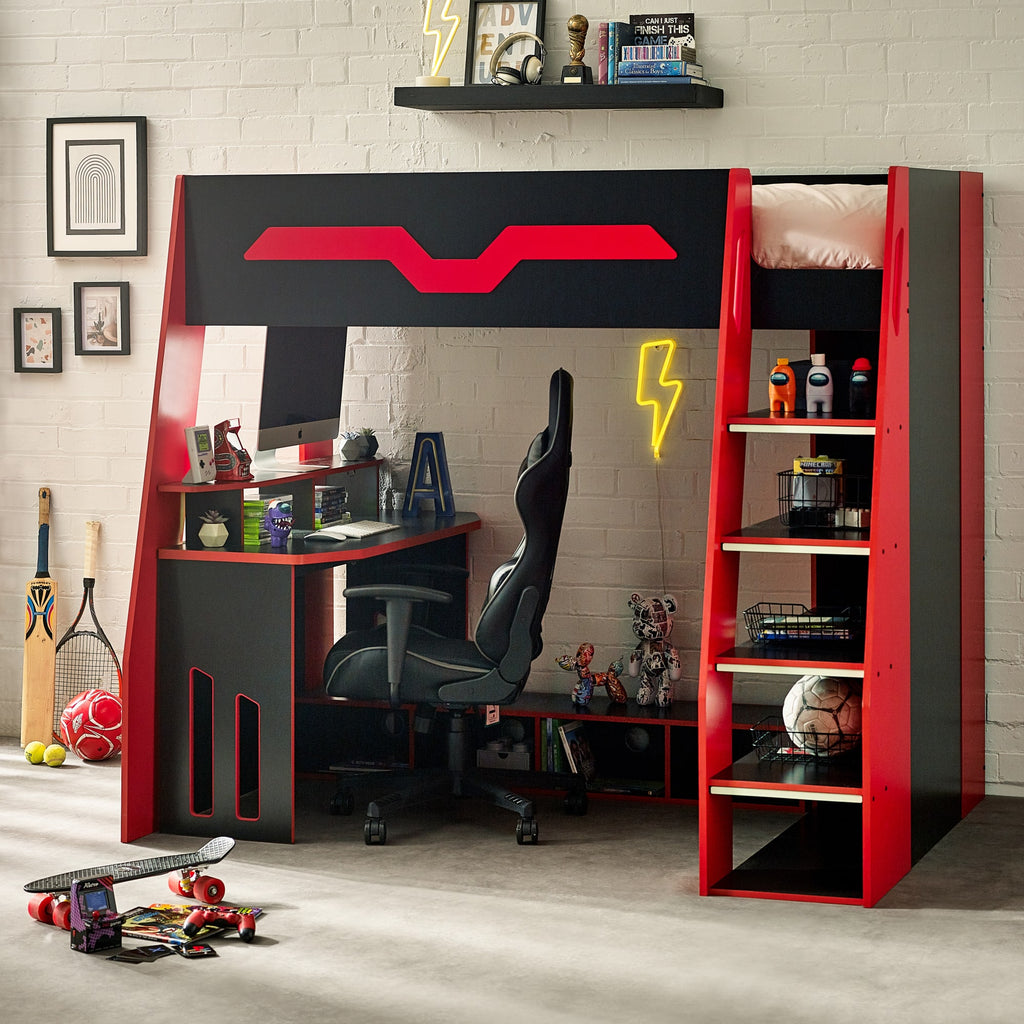 Eagle Single 90cm Gaming Highsleeper - Black and Red