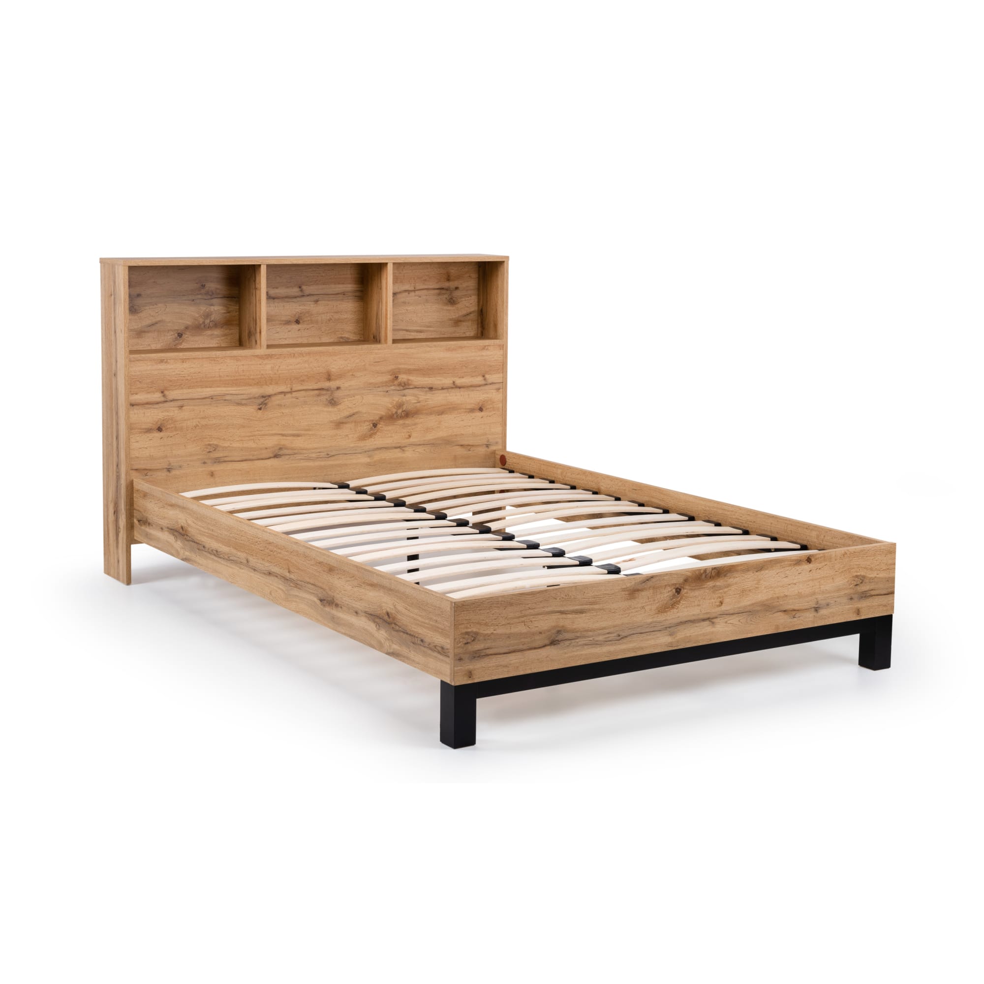 Bali Bookcase Headboard Bed 135cm - Light Oak