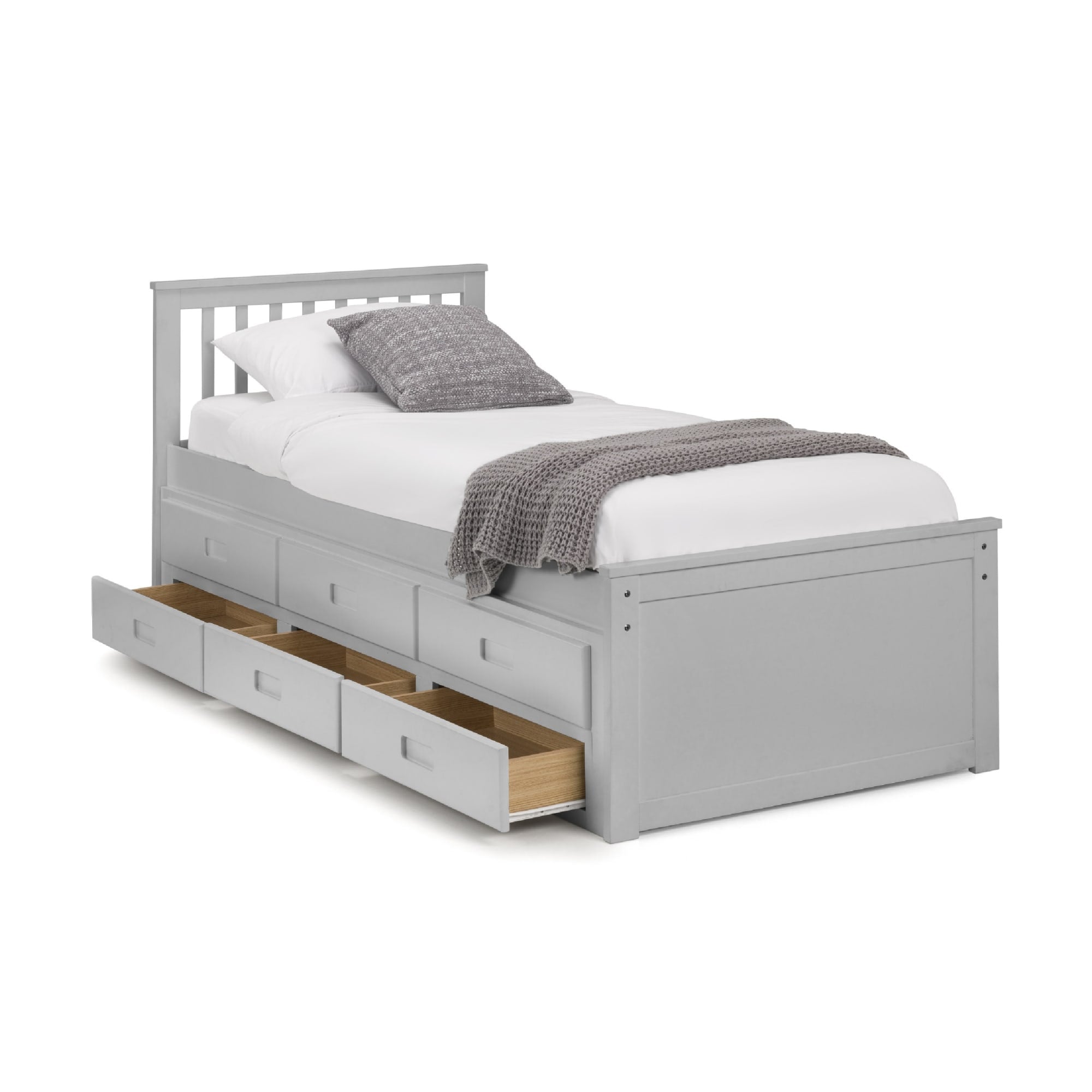 Zara 3ft Single Wooden Guest Bed Frame – Light Grey