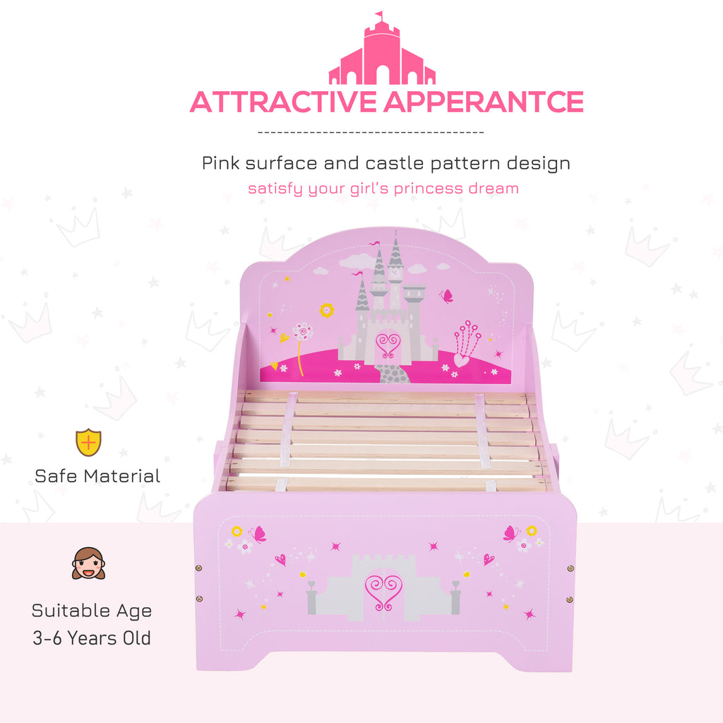 Low Kids Bed Frame with Princess Castle Headboard
