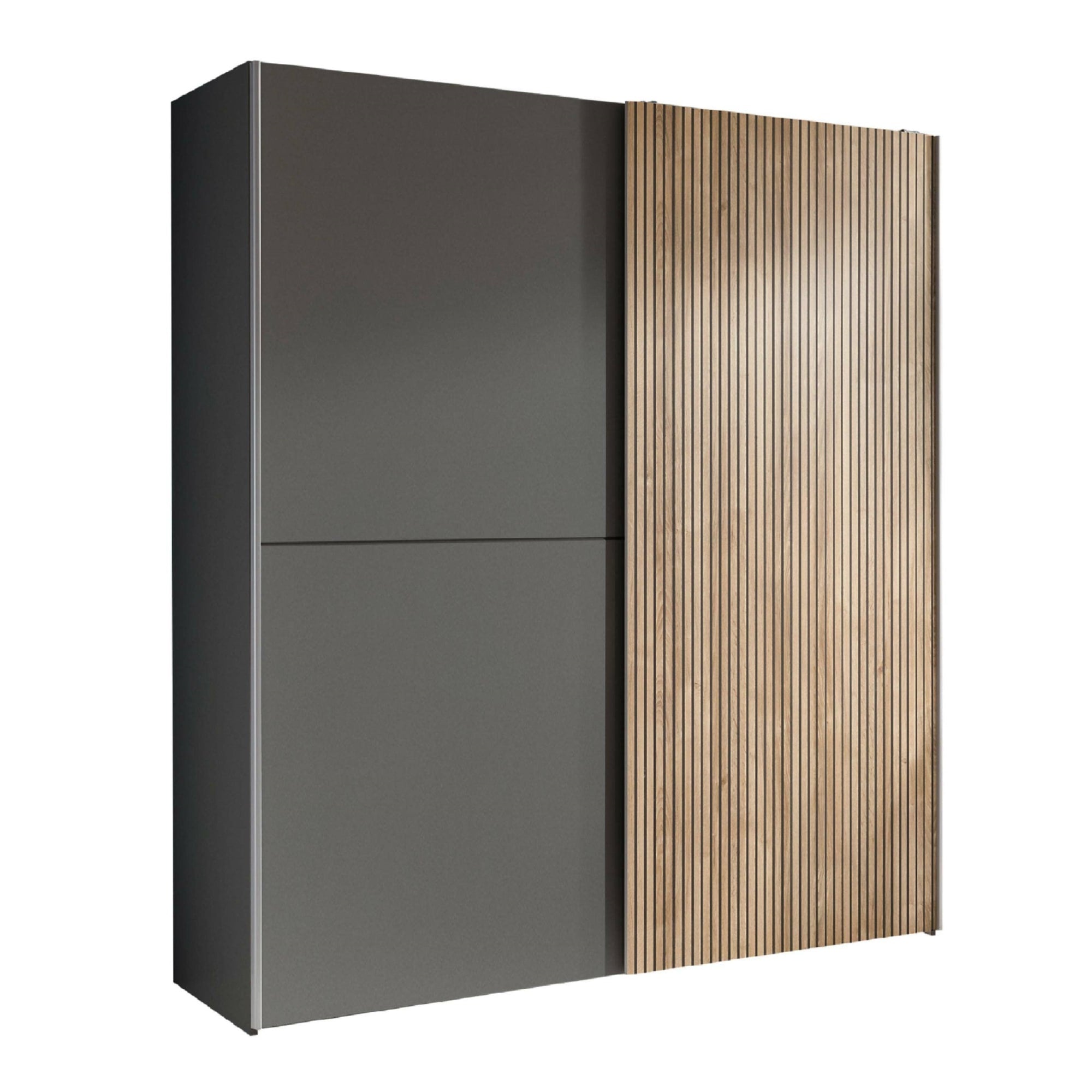 Berno Light Oak and Dark Grey Sliding 2 Door Wardrobe