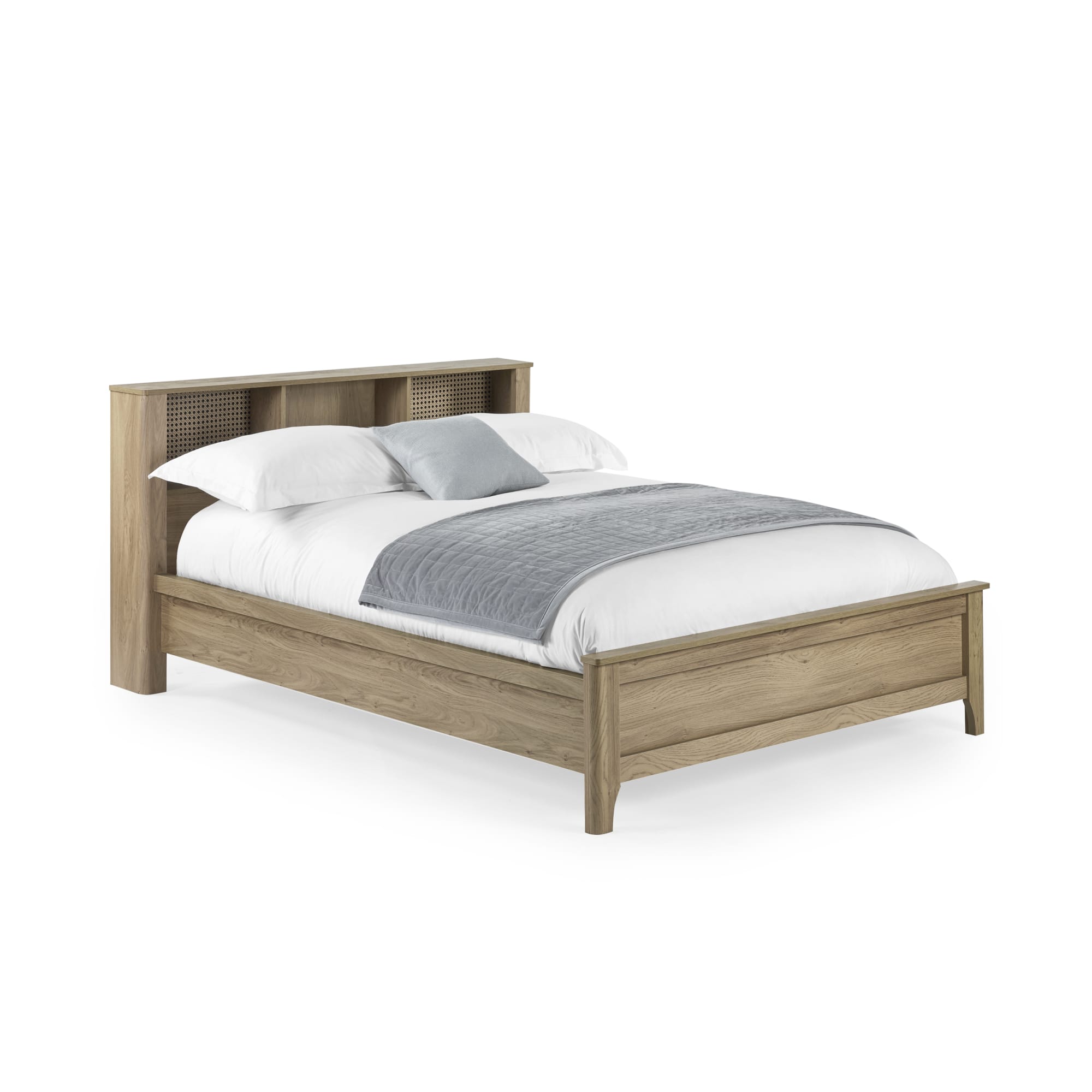 Sydney Oak Rattan Effect 135cm Double Bookcase Bed