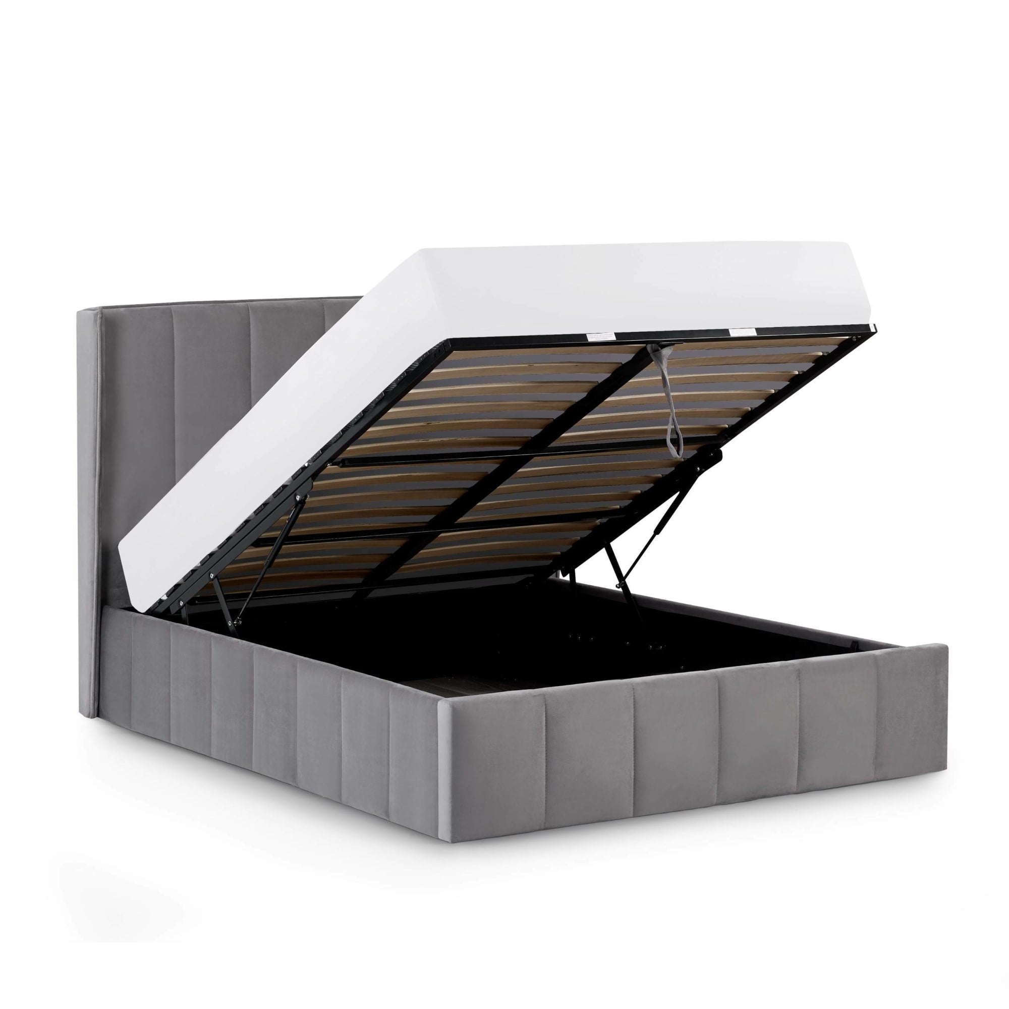 Katie Grey Velvet Upholstered 135cm Double Ottoman Storage Bed