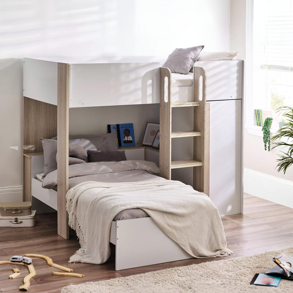 Horizon Wooden Bunk Bed – Pale Woodgrain & White