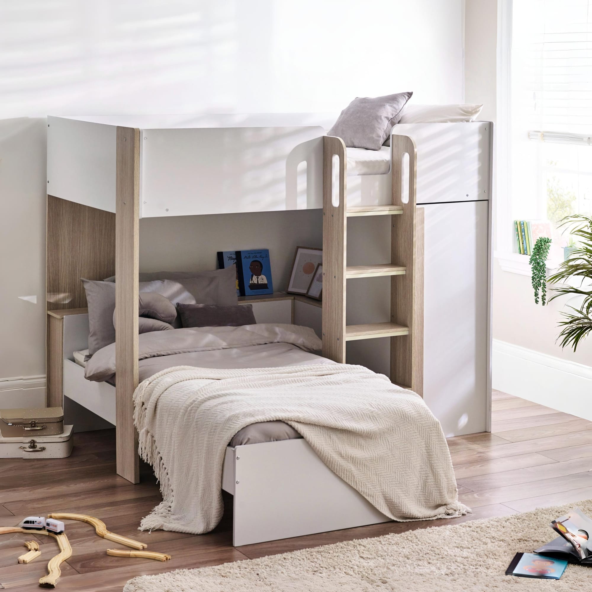 Horizon Bunk Bed - Pale Wood And White